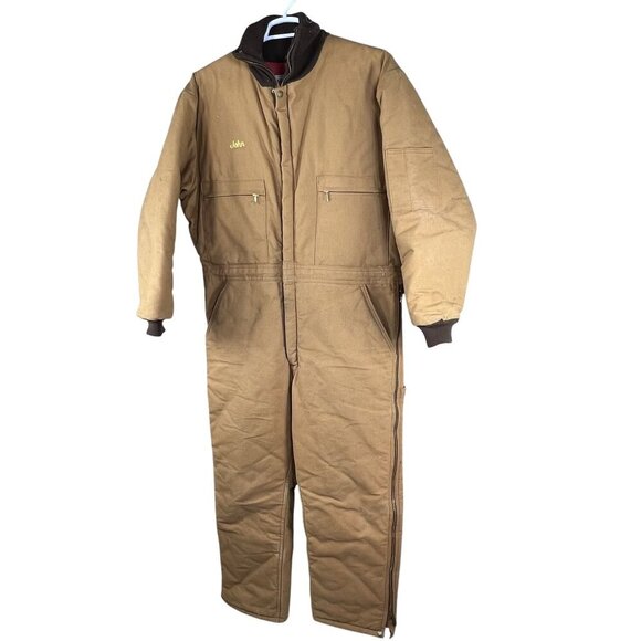 Wear Guard VTG Mens L Short 70s Canvas Pockets Quilted Coveralls Zip Work Wear - Picture 9 of 16